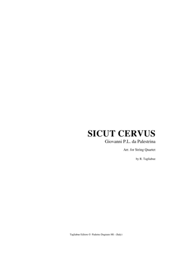 SICUT CERVUS - for String Quartet with Parts (arr. R. Tagliabue)