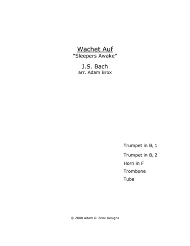 Bach - Wachet Auf ("Sleepers Awake") (arr. Adam Brox)
