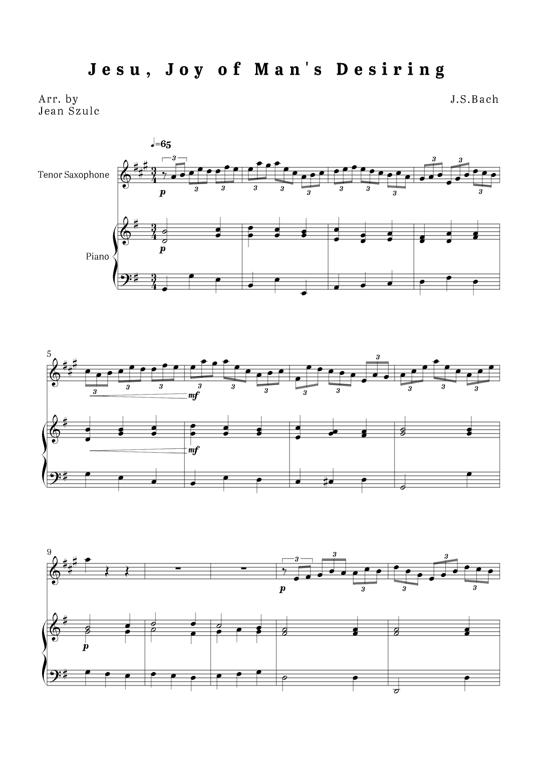 Jesu, Joy of Man's Desiring (arr. Jean Szulc)