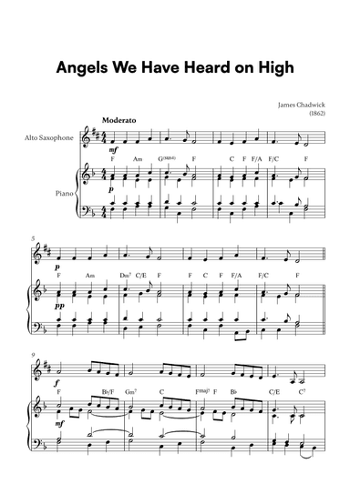 Angels we have heard on high (for Alto Sax and Piano) (arr. Cadenza Editions)
