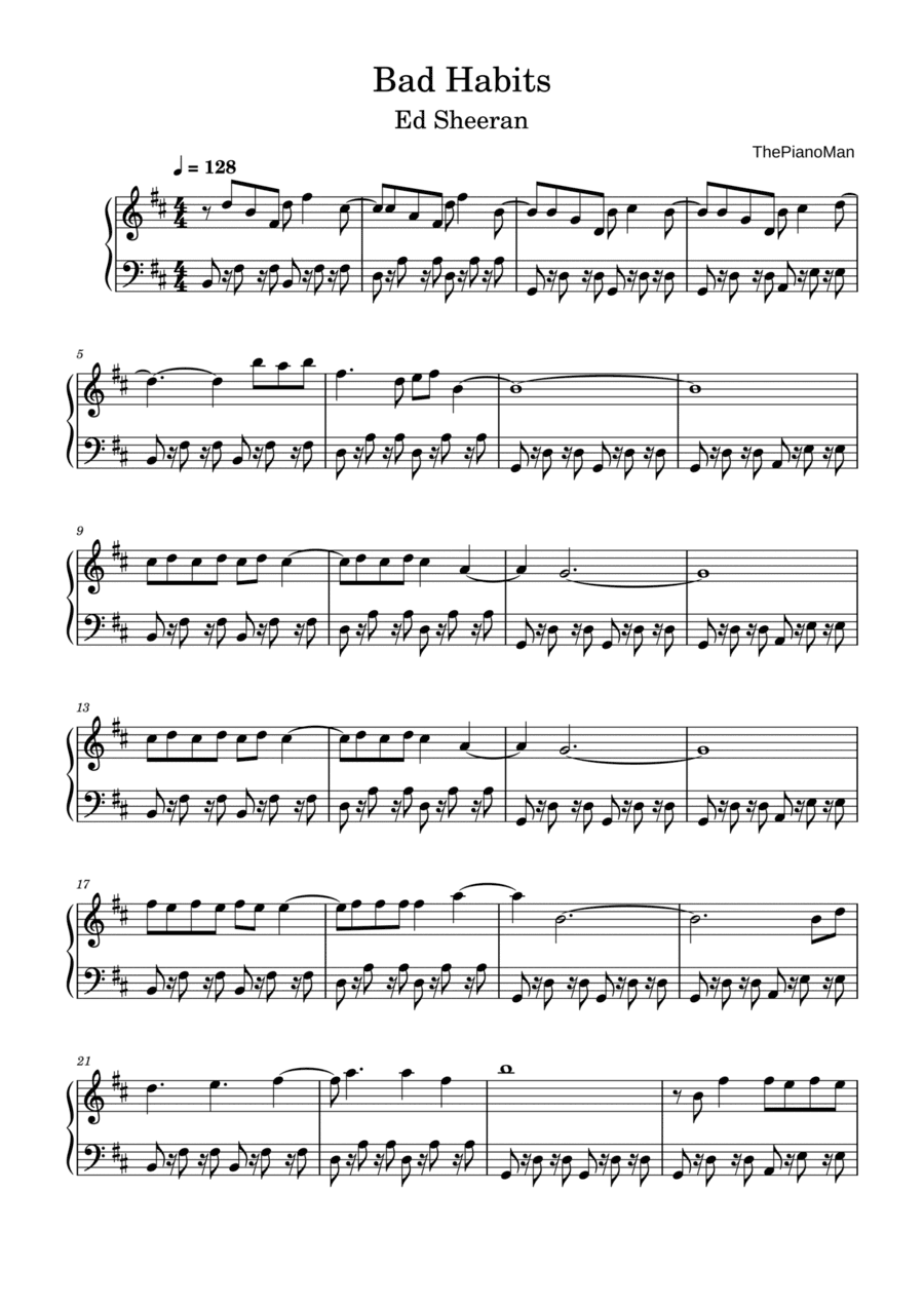 Bad Habits (arr. ThePianoMan)