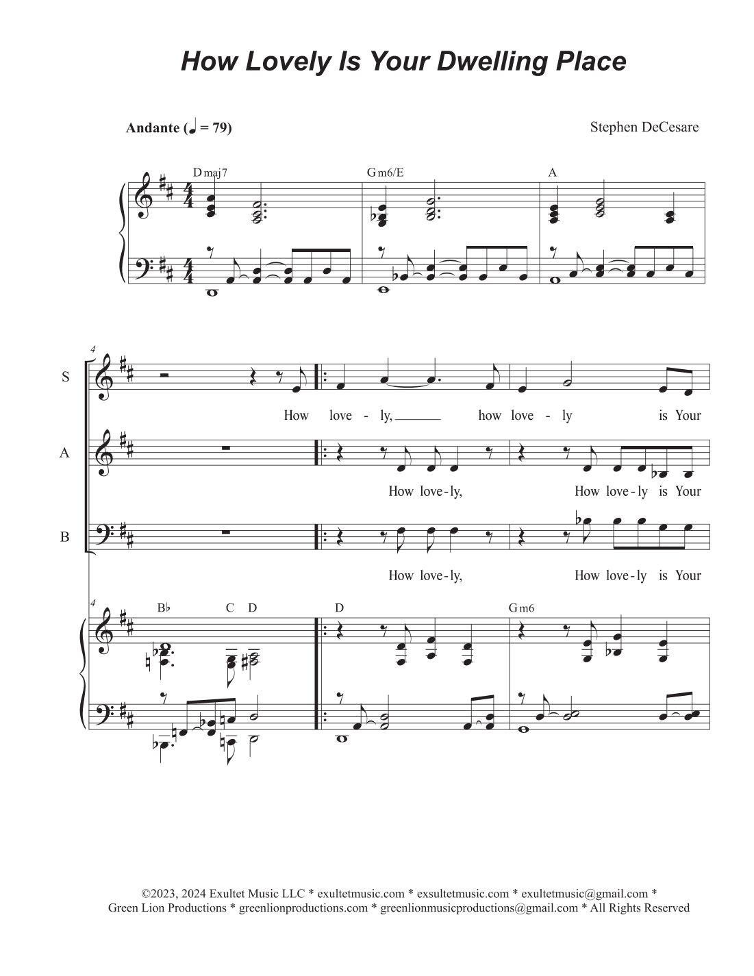 How Lovely Is Your Dwelling Place (Psalm 84) (Vocal Trio - (SAB)
