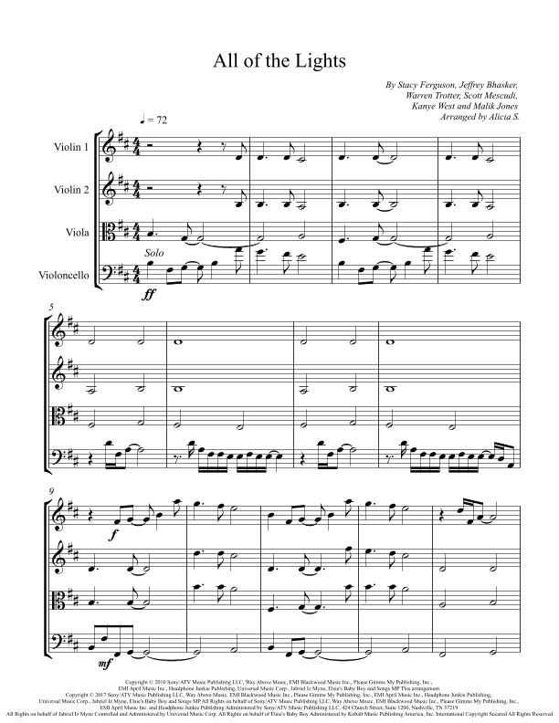 All Of The Lights (arr. Alicia S.)