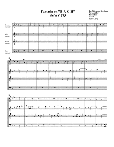 Fantasia on "B-A-C-H" SwWV 273 (arrangement for 4 recorders) (arr. Gil Garty)