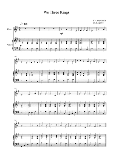 We Three Kings, John Henry Hopkins Jr., For Flute & Piano