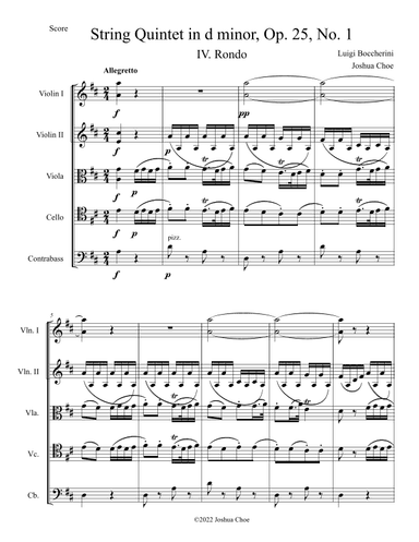 String Quintet in d minor, Op. 25, No. 1, Movement 4 (arr. Joshua Choe)