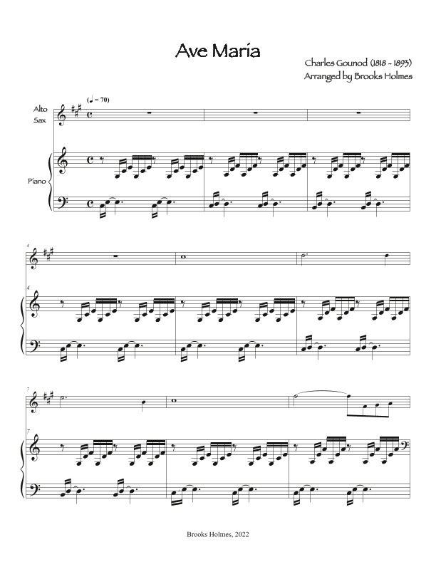 Ave Maria (Bach/Gounod) in C (arr. Brooks Holmes)