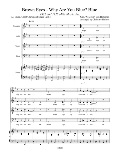 Brown Eyes Why Are You Blue? - Blue (arr. Christine Hulmer)