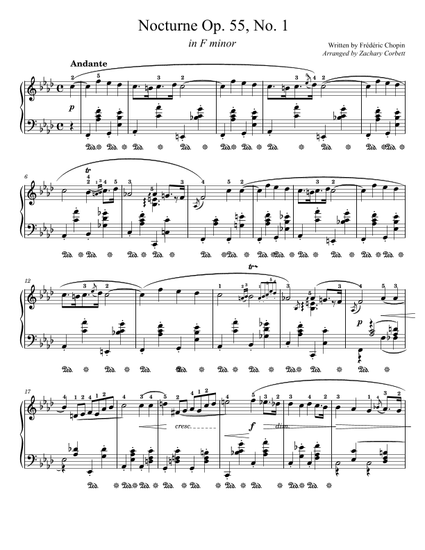 Nocturne in F Minor Op. 55 No. 1 (arr. Zachary Corbett)