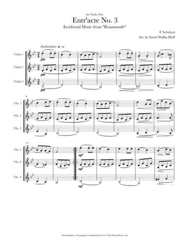 Rosamunde Entr'acte No. 3 (for Three Violins) (arr. Sarah Wallin Huff)