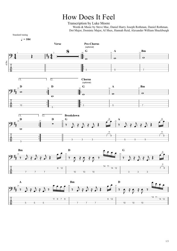 How Does It Feel (arr. Luke Moore)