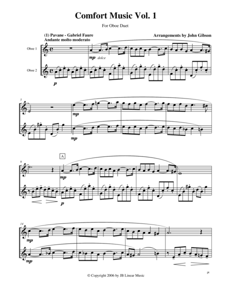Comfort Music for Oboe Duet (arr. John Gibson)