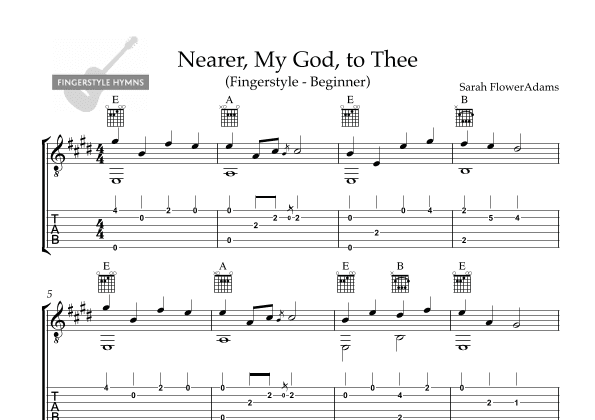 Nearer, my God, to Thee -Fingerstyle Guitar (Beginner) (arr. A. Carreiro)