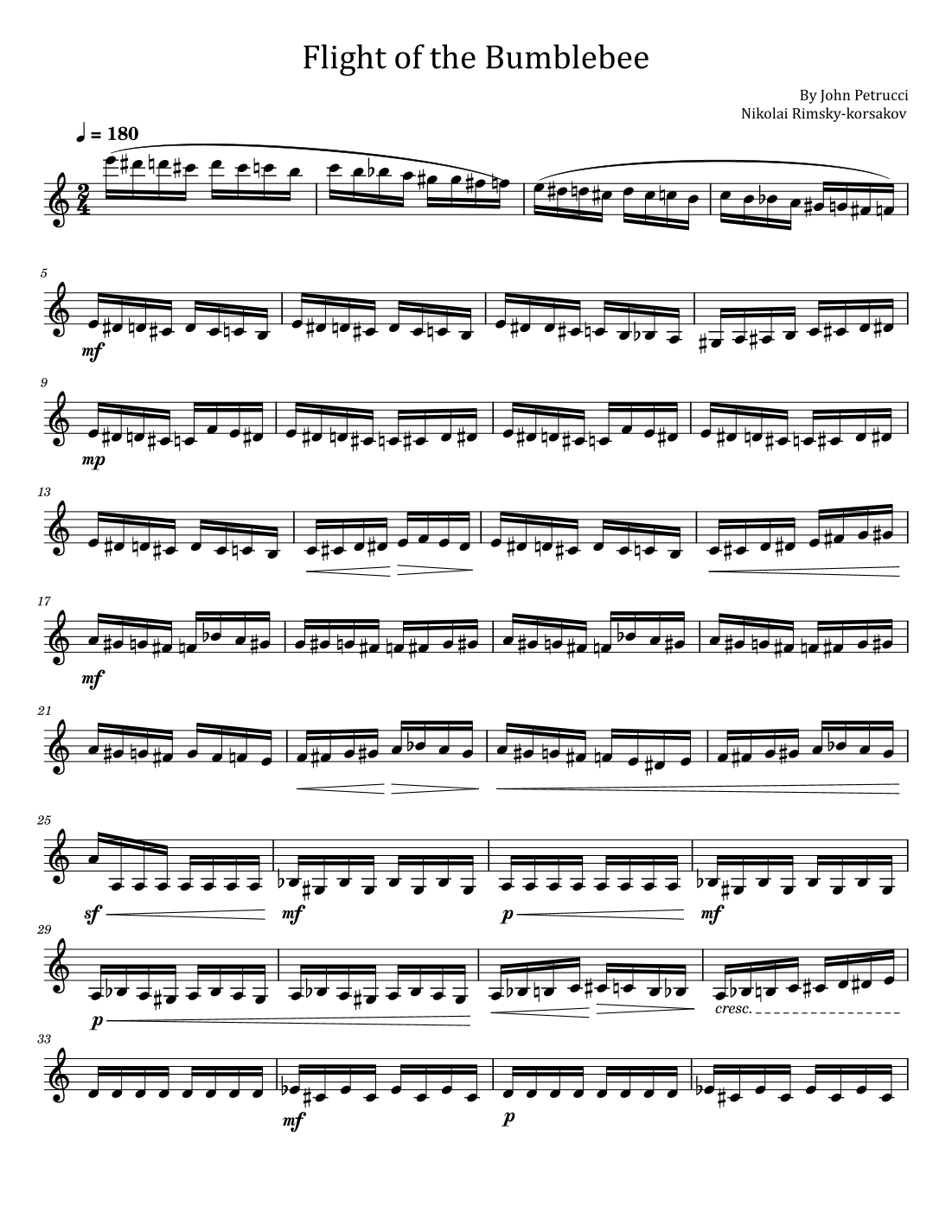 Flight of the Bumblebee - For Violin Solo (arr. poon)