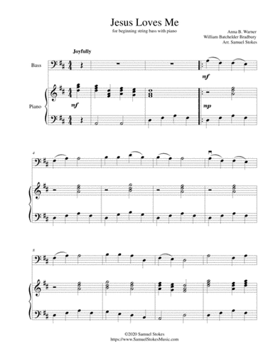 Jesus Loves Me - for beginning string bass with optional piano accompaniment (arr. Samuel Stokes)