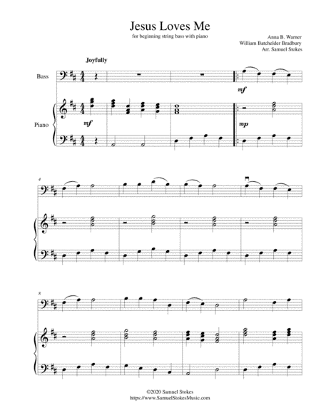 Jesus Loves Me - for beginning string bass with optional piano accompaniment (arr. Samuel Stokes)