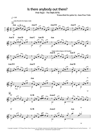 Is There Anybody Out There? (arr. Juan Paso Viola)