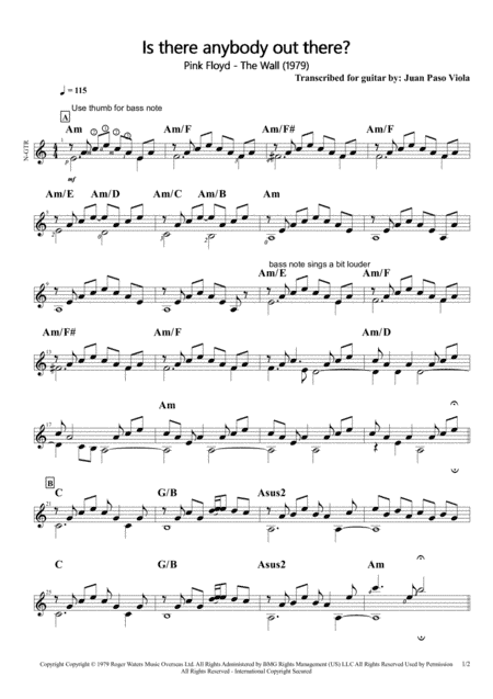 Is There Anybody Out There? (arr. Juan Paso Viola)