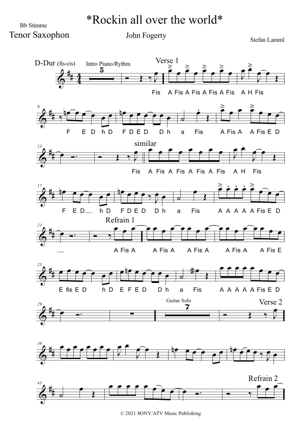 Rocking All Over The World (arr. Stefan Lamml)