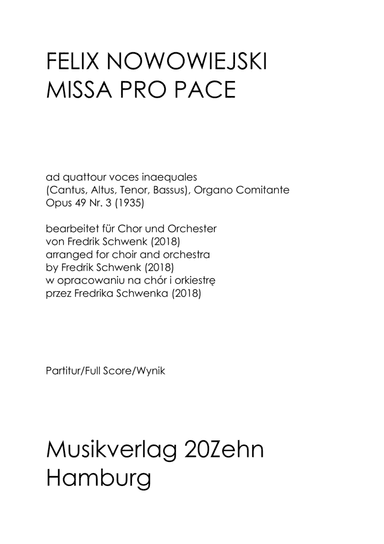 Missa pro Pace (arr. Fredrik Schwenk)