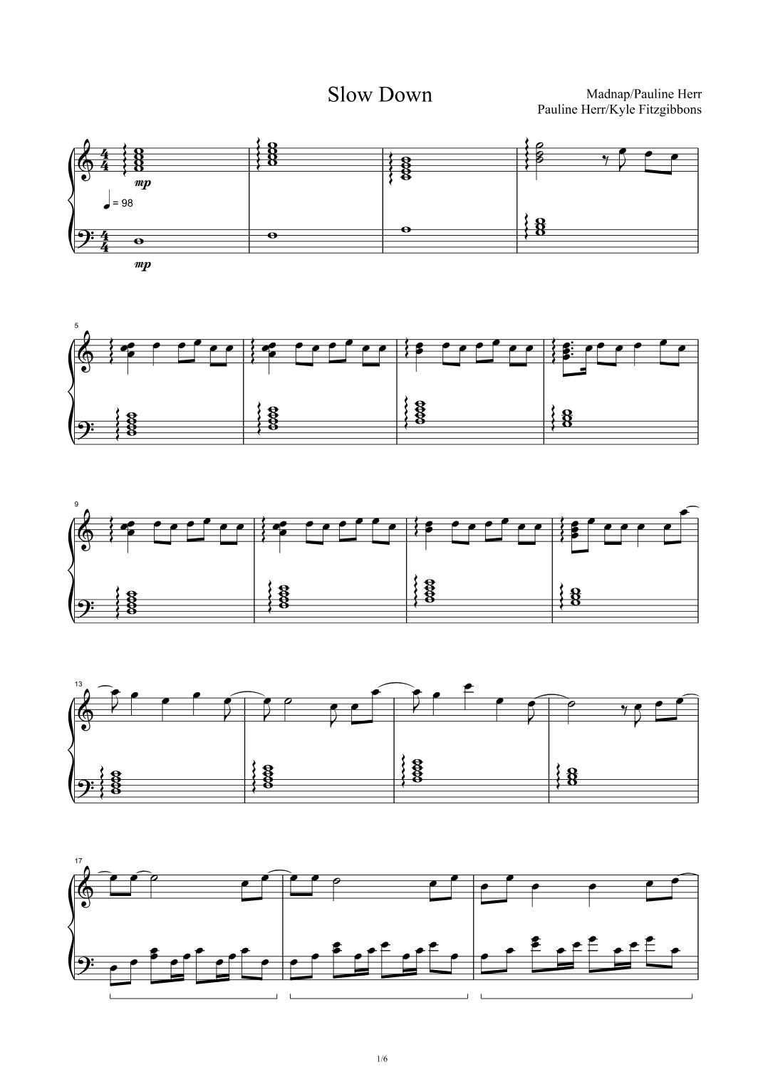 Slow Down (arr. Pauline Herr)