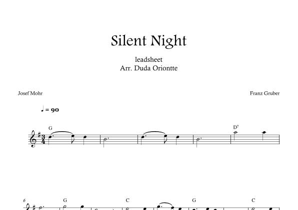 Silent Night (G major - leadsheet - no lyrics) (arr. Duda Oriontte)