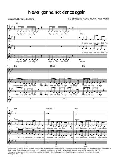 Never Gonna Not Dance Again (arr. N.E. Ballema)