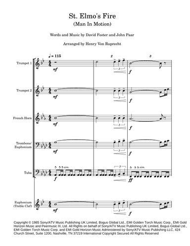 St. Elmo's Fire (man In Motion) (arr. Henry Von Ruprecht)