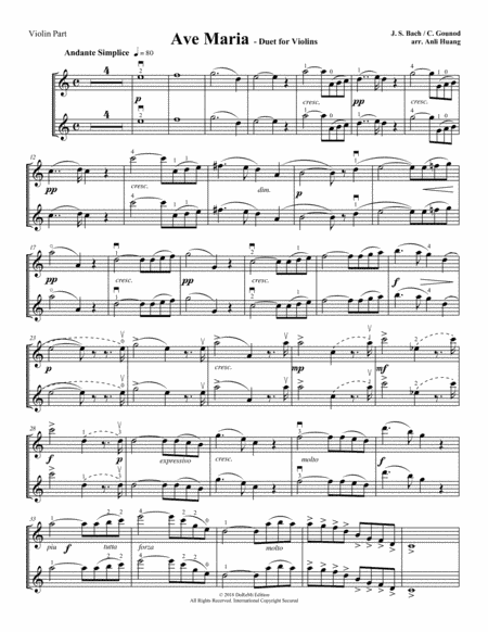 Ave Maria - Duet for Violins (arr. Anli Huang)