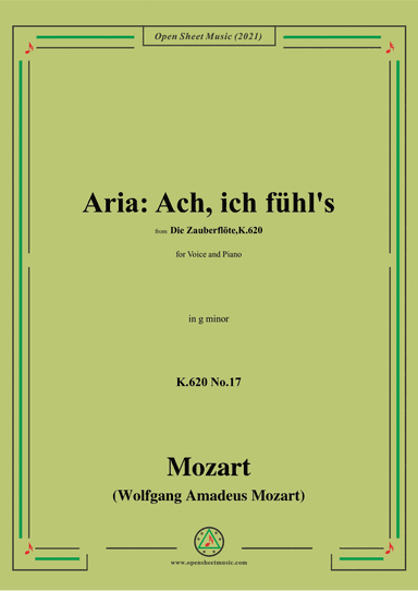 Mozart-Aria:Ach,ich fühl's,es ist verschwunden,K.620 No.17,in g minor,from 'Die Zauberflöte,K.620',f (arr. Open Cloud)