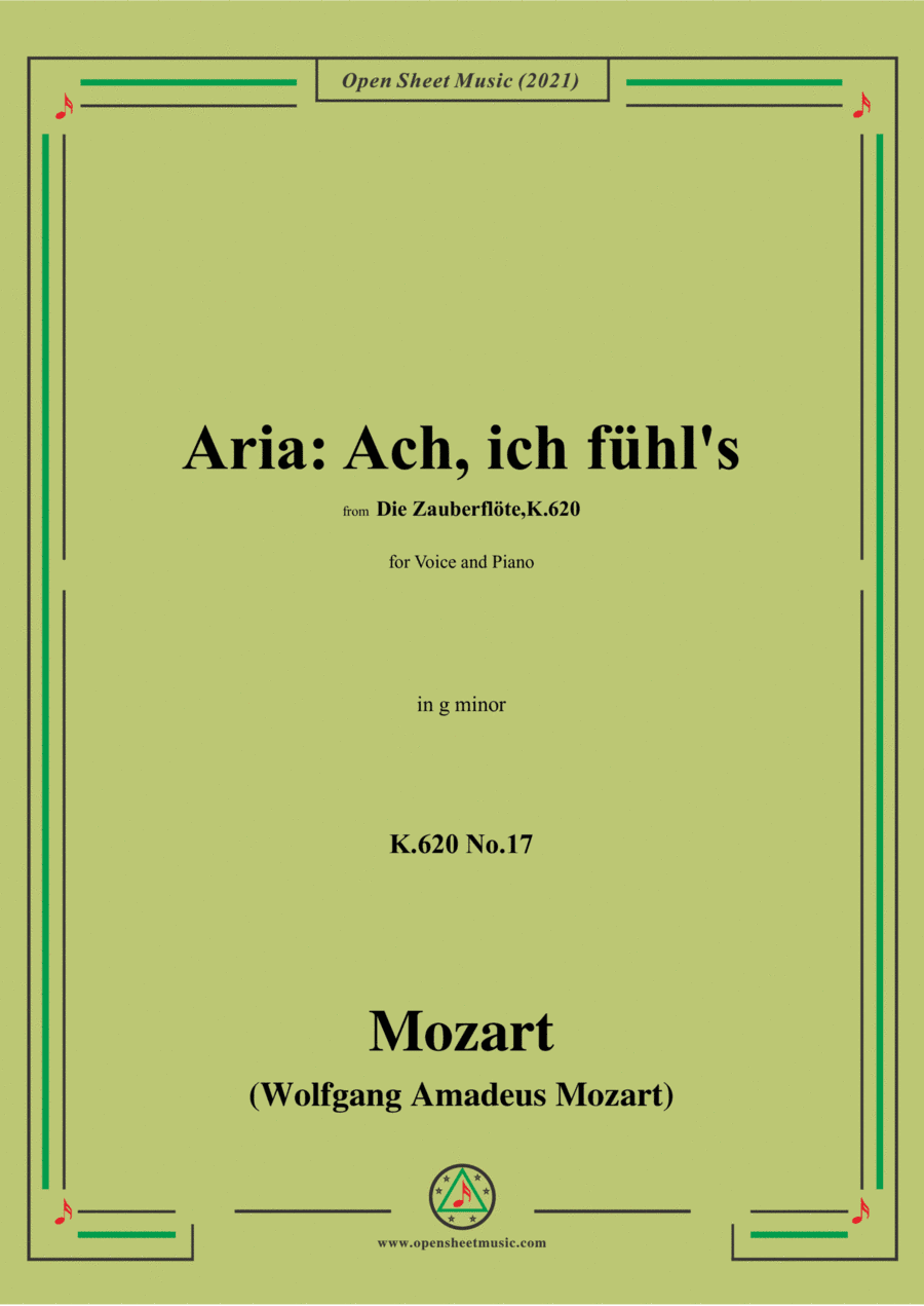 Mozart-Aria:Ach,ich fühl's,es ist verschwunden,K.620 No.17,in g minor,from 'Die Zauberflöte,K.620',f (arr. Open Cloud)