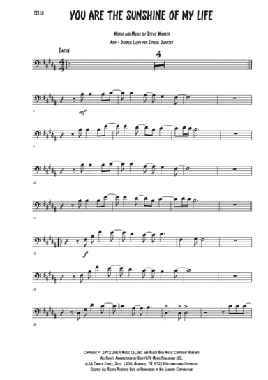 You Are The Sunshine Of My Life (arr. Darren Lloyd)