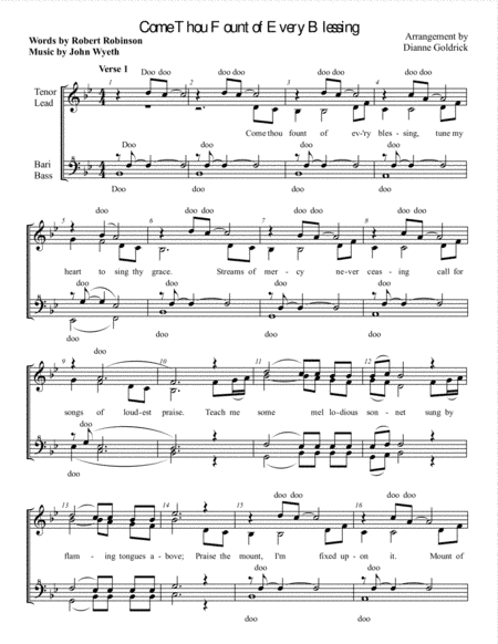 Come Thou Fount of Every Blessing, Women's Barbershop (arr. Dianne Goldrick)