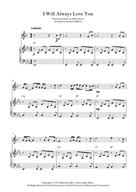 I Will Always Love You (arr. Kaiserin Rebecca)