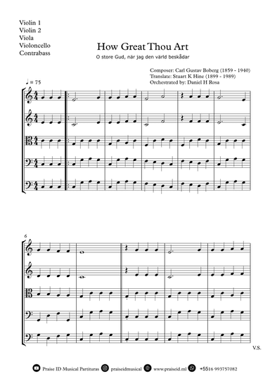How Great Thou Art - "O store Gud." - Easy String Quartet (arr. Daniel H Rosa)