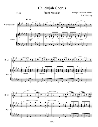 Hallelujah Chorus from Messiah (Clarinet Solo with Piano Accompaniment) (arr. B. C. Dockery)