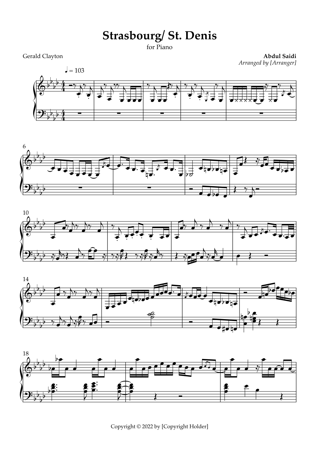 Strasbourg / St. Denis (arr. Xavier Baptista)