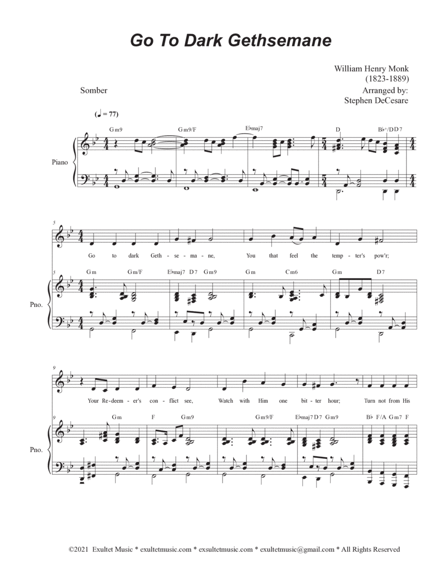 Go To Dark Gethsemane (Vocal Solo - Medium Key) (arr. Stephen DeCesare)