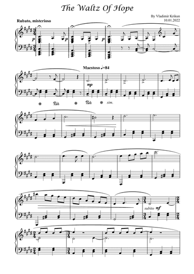 The Waltz of Hope by Vladi Krik for piano solo