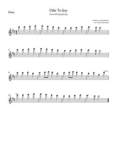 Ode To Joy (from Beethoven's 9th Symphony) for Flute Solo (arr. Fernando Britto)