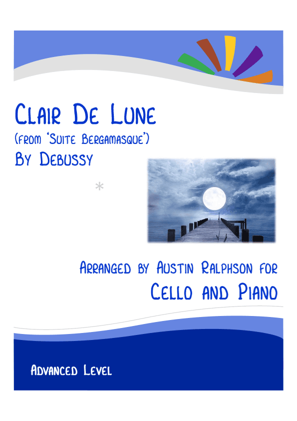 Clair De Lune (Debussy) - cello and piano with FREE BACKING TRACK (arr. Austin Ralphson)