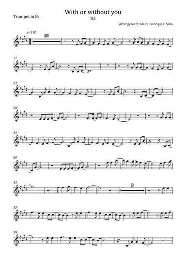 With Or Without You (arr. Melquisedeque C.Silva)