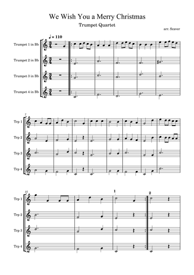 We Wish You a Merry Christmas - Trumpet Quartet (arr. Scaver)