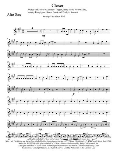 Closer (arr. Alison Hall)