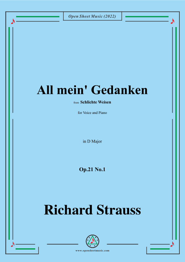 Richard Strauss-All mein' Gedanken,Op.21 No.1,in D Major (arr. OSM Press)