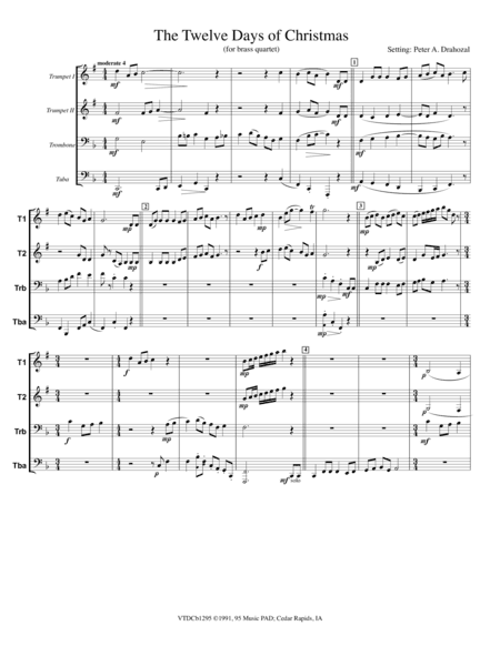 The Twelve Days of Christmas - Christmas Carol (for mixed brass quartet)