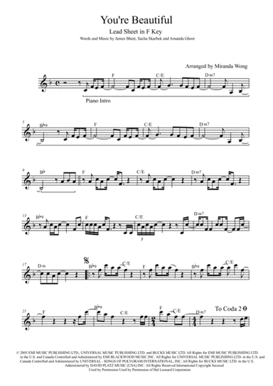 You're Beautiful (arr. Miranda Wong)