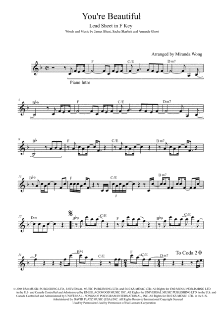 You're Beautiful (arr. Miranda Wong)