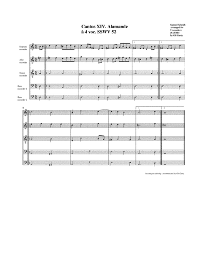 Alamande (Allemande) SSWV 52 (arrangement for 5 recorders) (arr. Gil Garty)