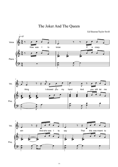 The Joker And The Queen (feat. Taylor Swift) (arr. Mr. Lu Lai)